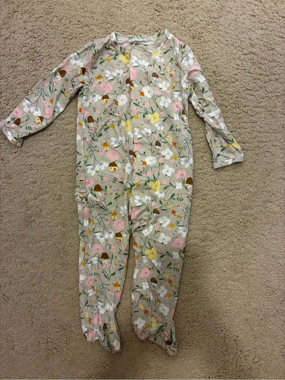 Magnetic Me Floral Snap Baby Outfit in Pink, Yellow, Green, White